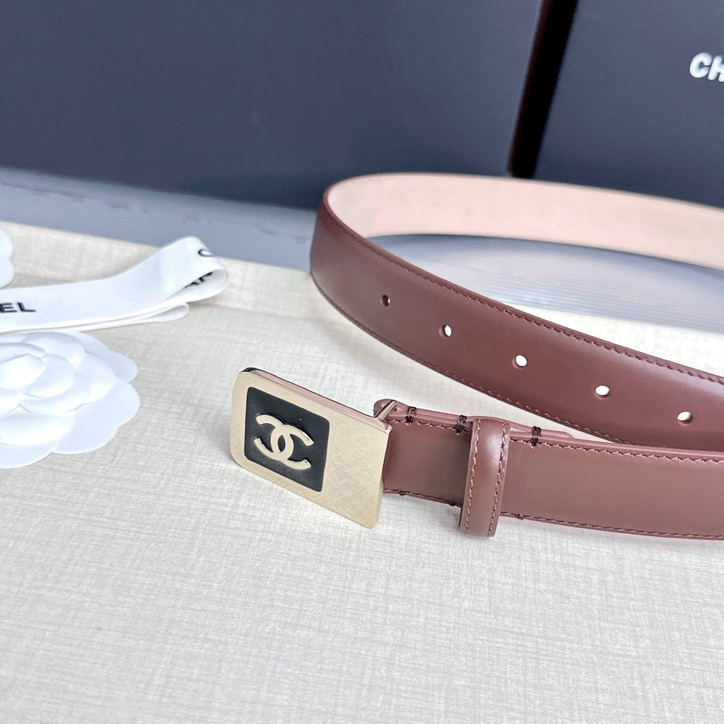 CC 3.0cm Belt Brown Lambskin 209359