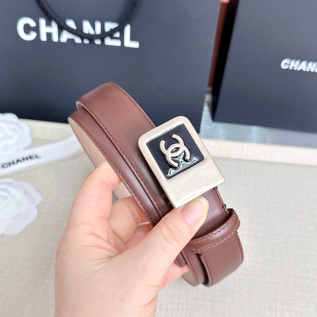 CC 3.0cm Belt Brown Lambskin 209359