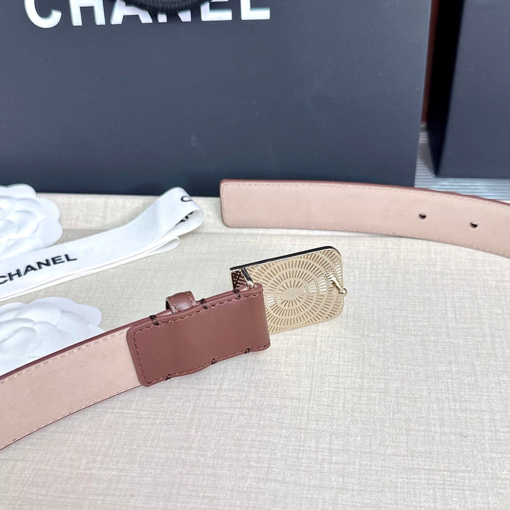 CC 3.0cm Belt Brown Lambskin 209359