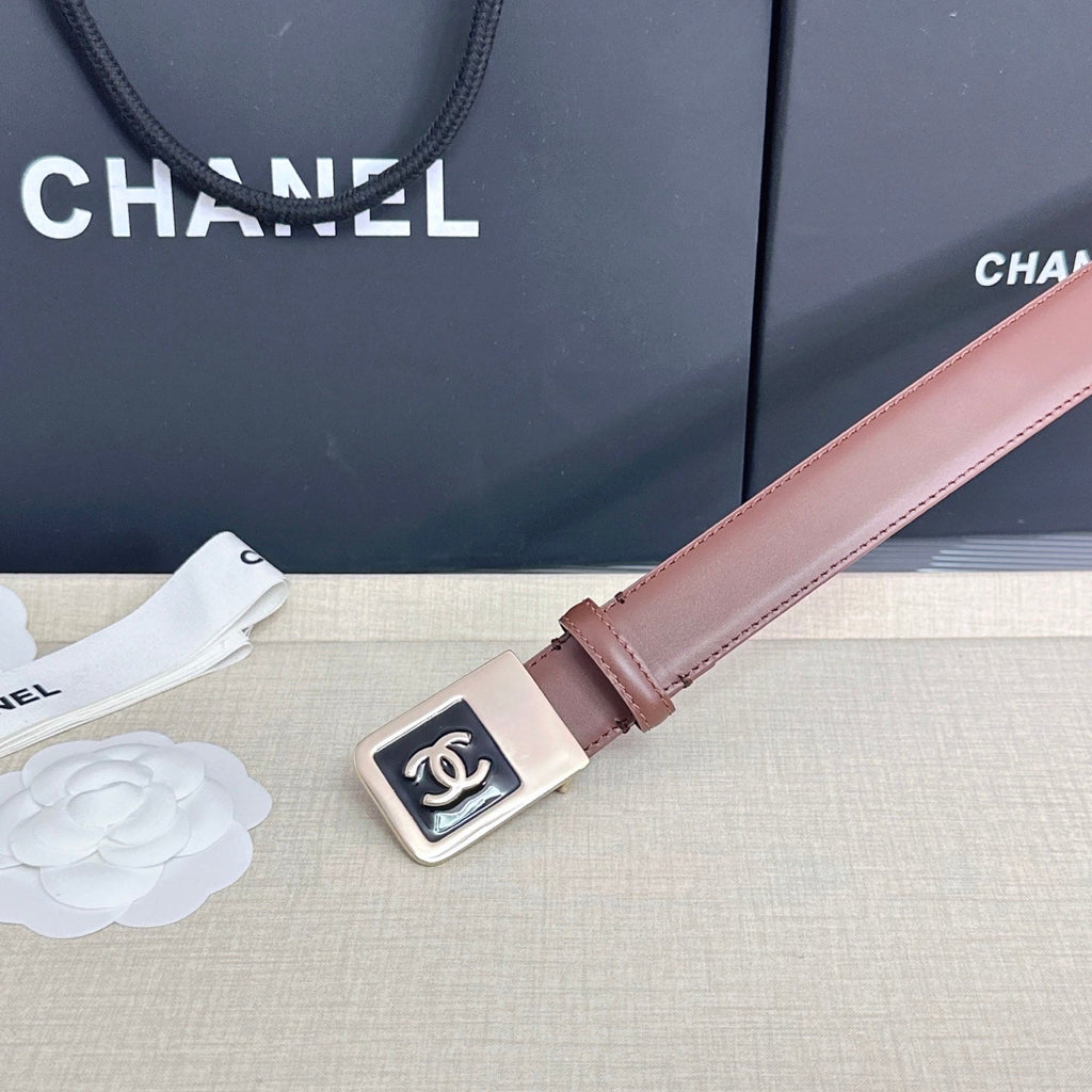 CC 3.0cm Belt Brown Lambskin 209359