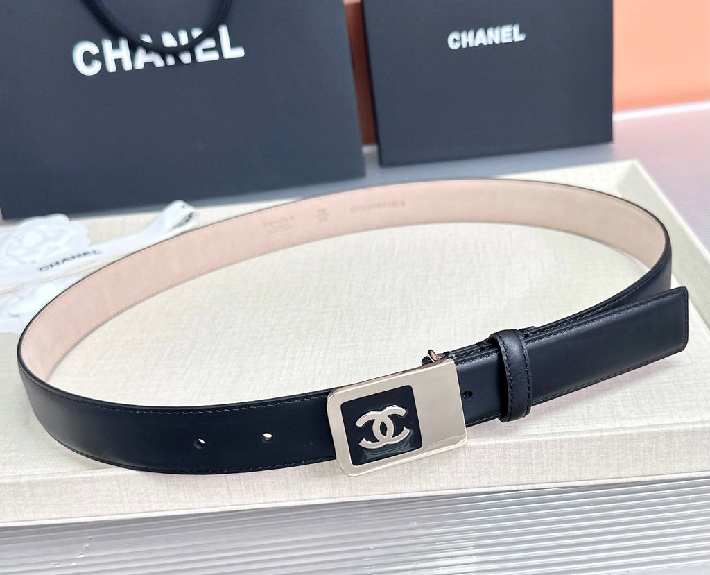 CC 3.0cm Belt Black Lambskin 209362