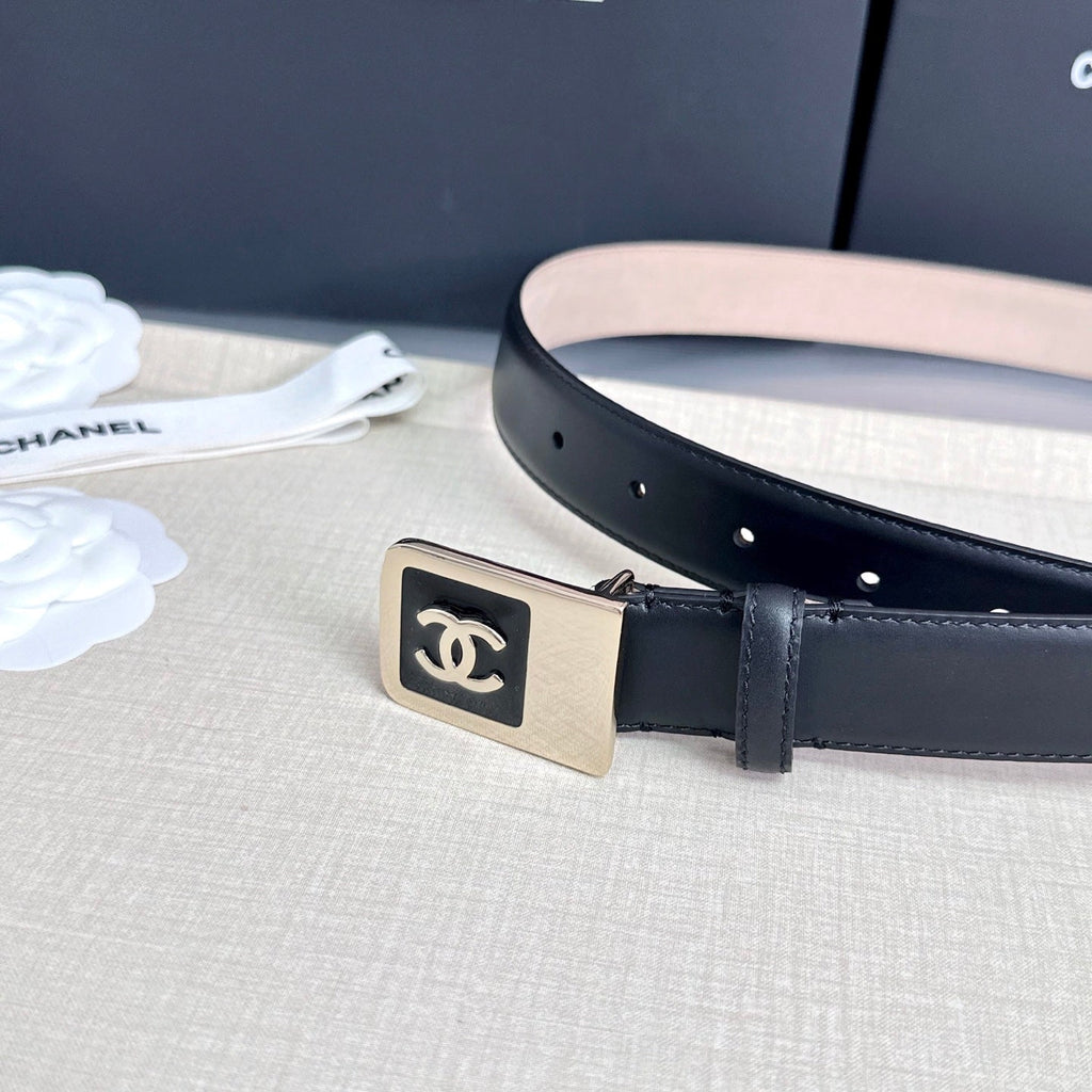 CC 3.0cm Belt Black Lambskin 209362