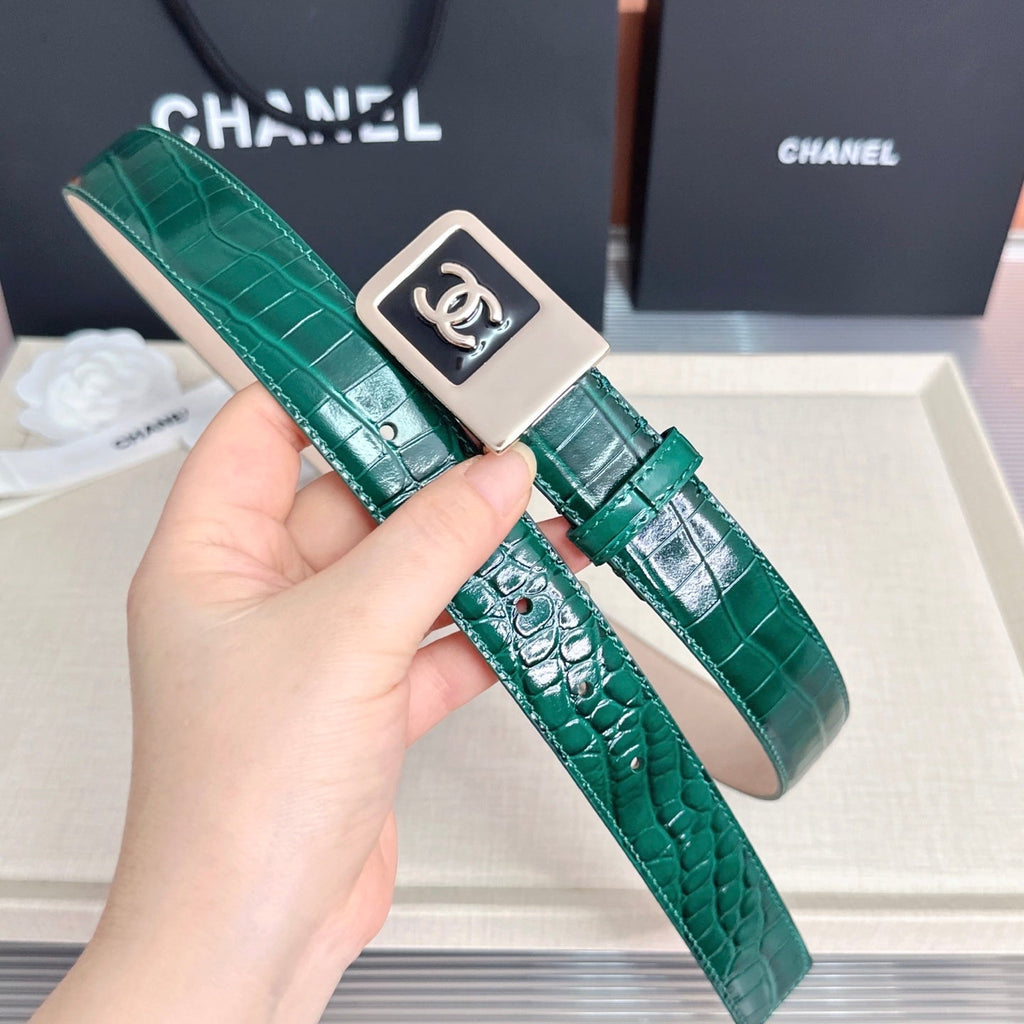 CC 3.0cm Belt Green Crocodile-Embossed 209365