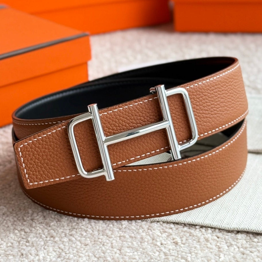 HM 38mm Royal Buckle Belt Black Brown Leather 188229