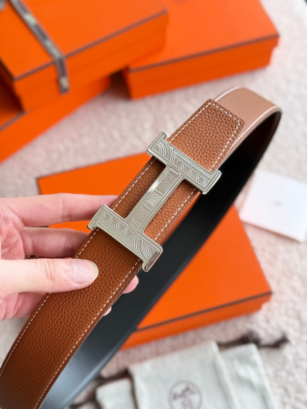 HM Constance Touareg 38mm Belt Black Brown Leather 188429