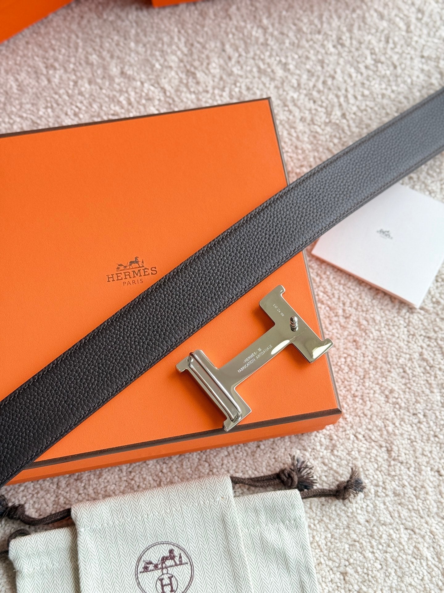 HM Constance Touareg 38mm Belt Black Ebony Leather 188430
