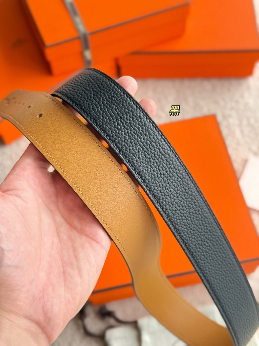 HM 35mm Romain Belt Black Brown Leather 188396
