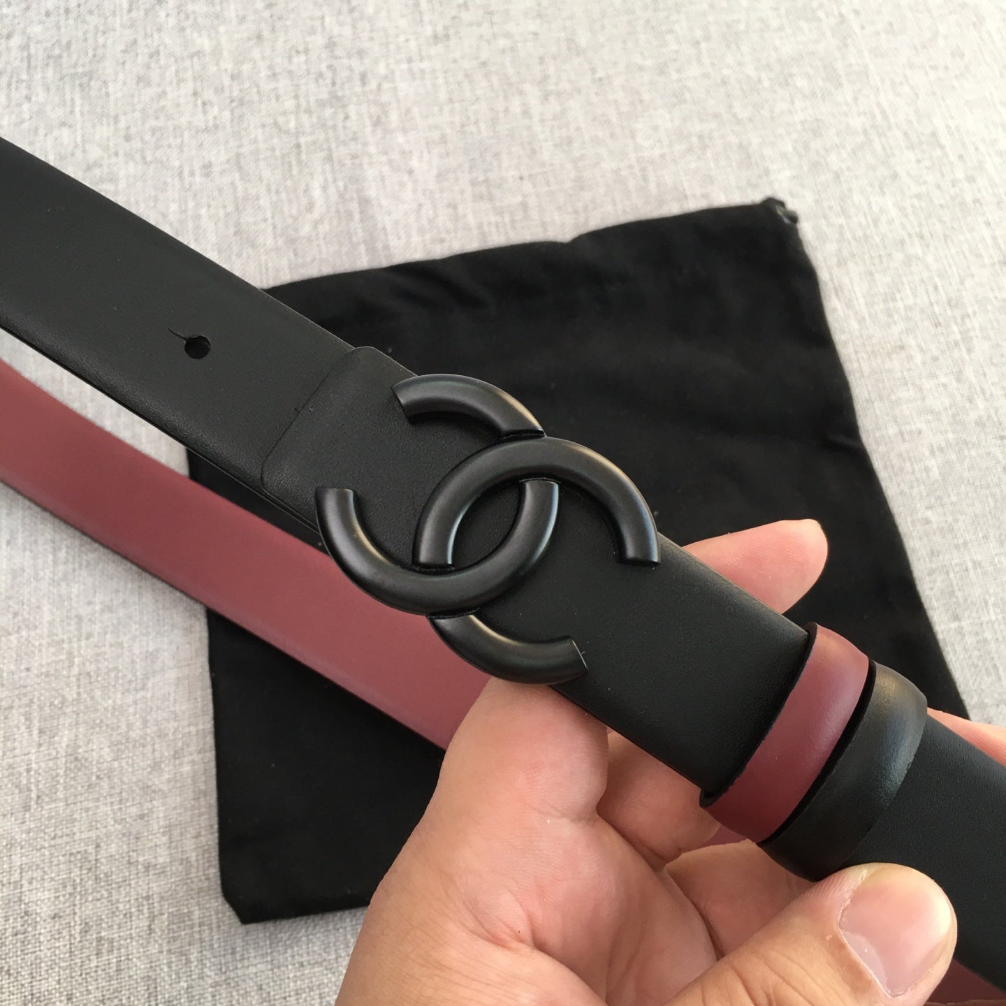 CC 2022 3.0cm Reversible Black Belt Calfskin Black Burgundy Calfskin