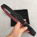 CC 2022 3.0cm Reversible Black Belt Calfskin Black Burgundy Calfskin