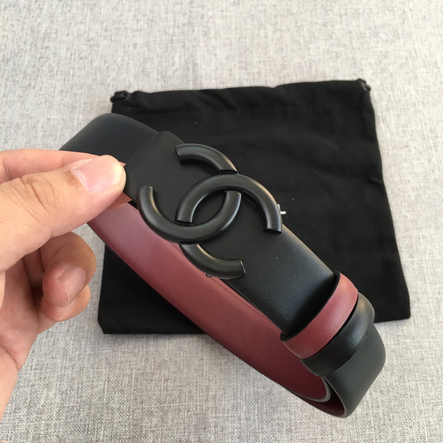 CC 2022 3.0cm Reversible Black Belt Calfskin Black Burgundy Calfskin