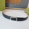 Gucci Signature Belt Sliver Buckle 35mm Black Embossed Leather