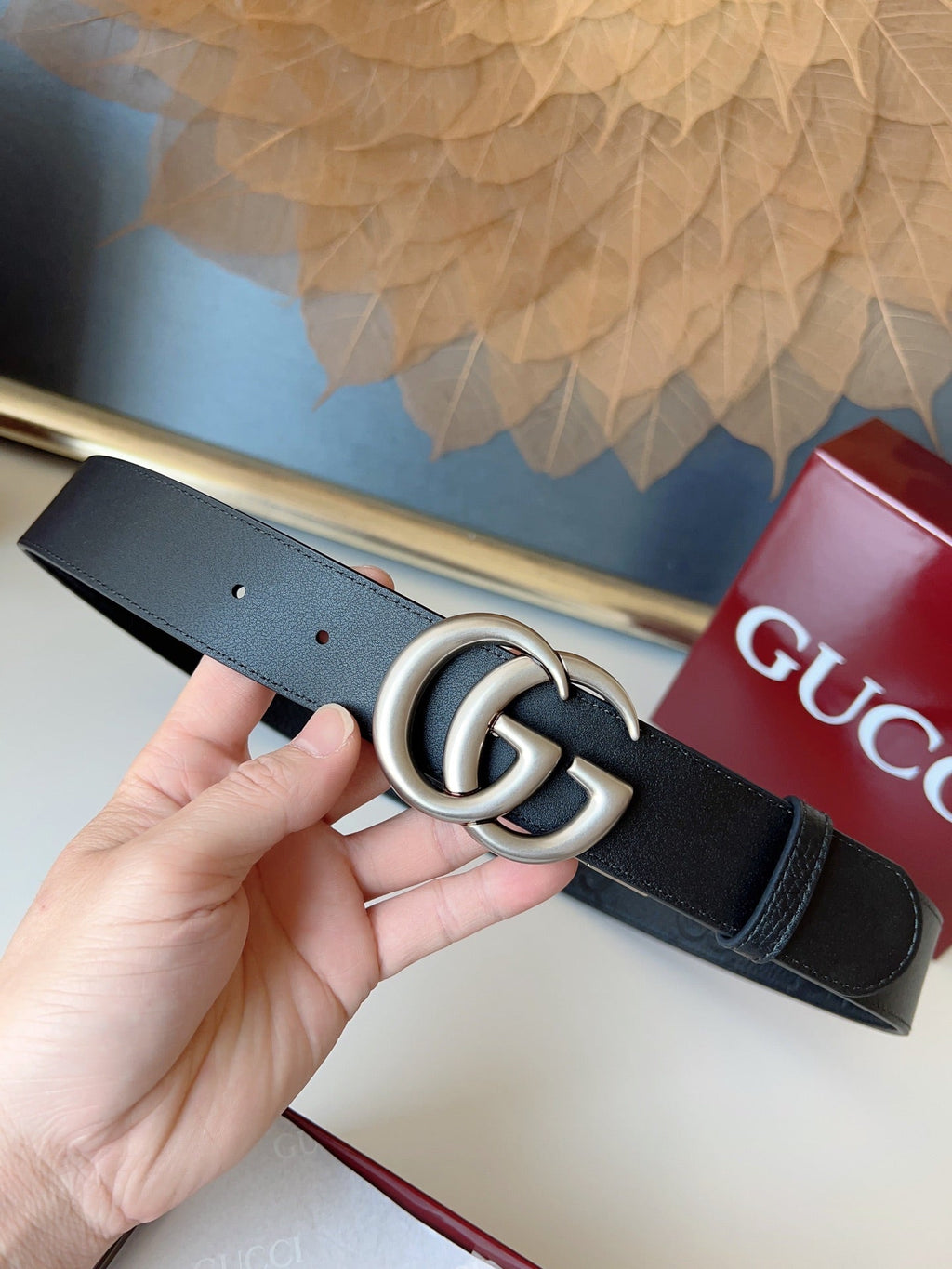 DOUBLE G MARMONT SLIVER BUCKLE 37MM BLACK EMBOSSED LEATHER