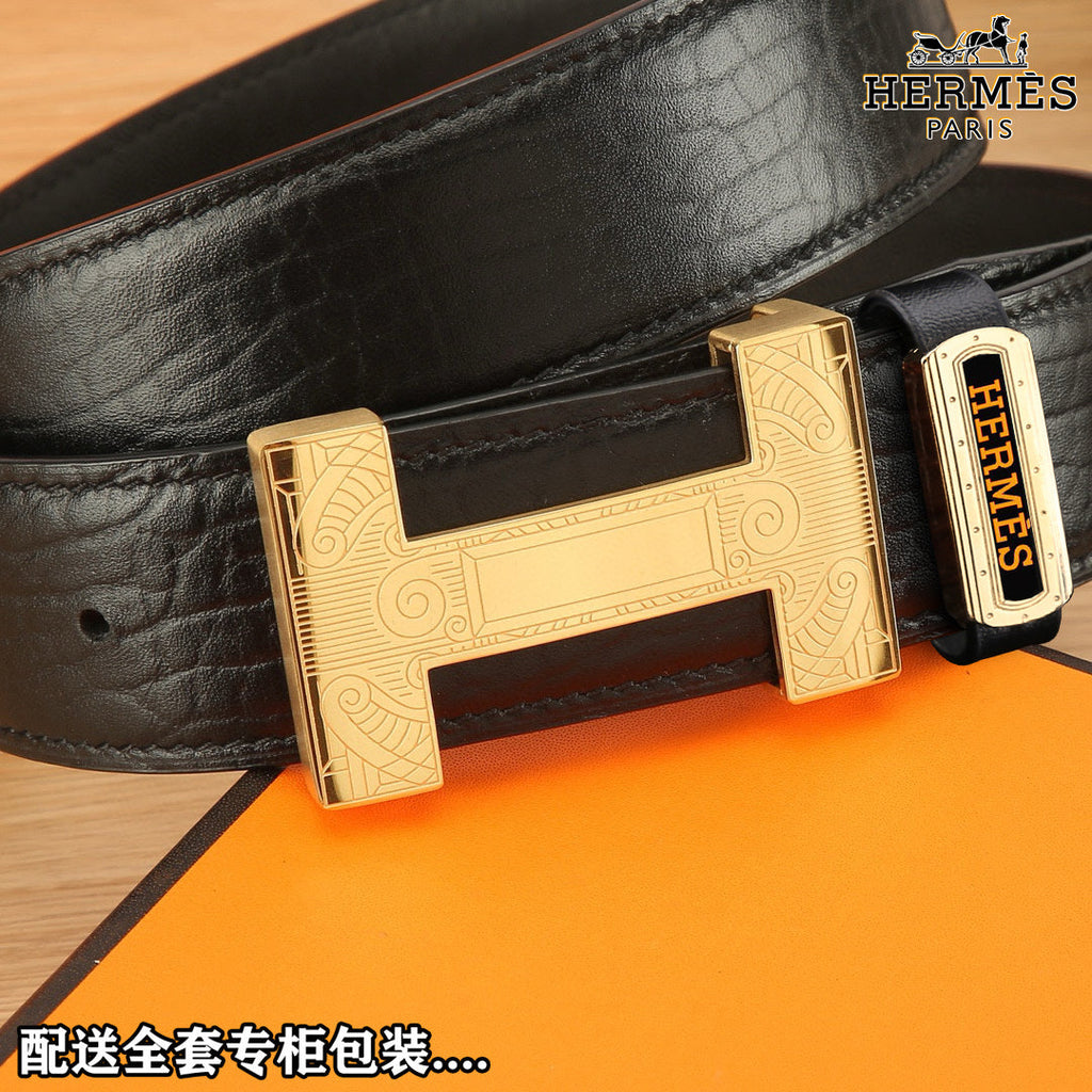HM Constance Belt 38mm Black Togo Leather 619664