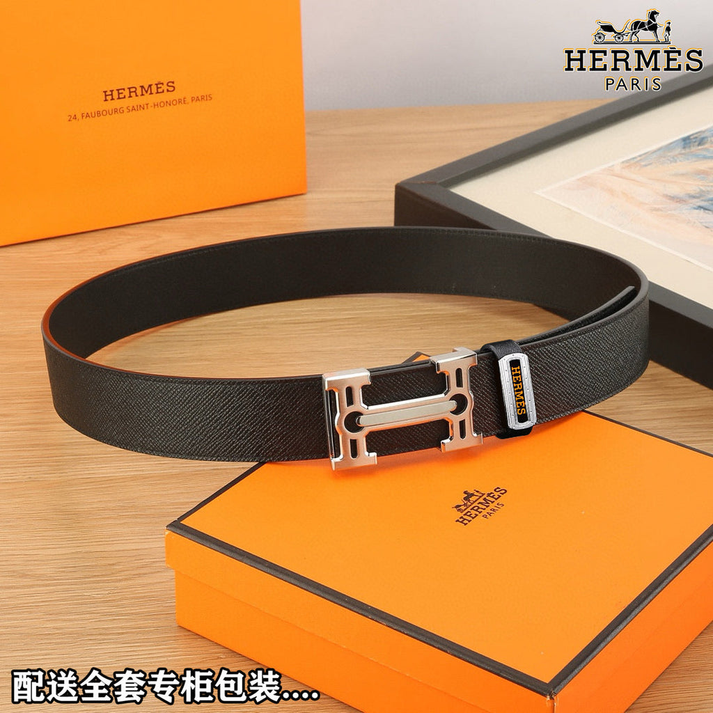 HM Constance Belt 38mm Black Togo Leather 619663