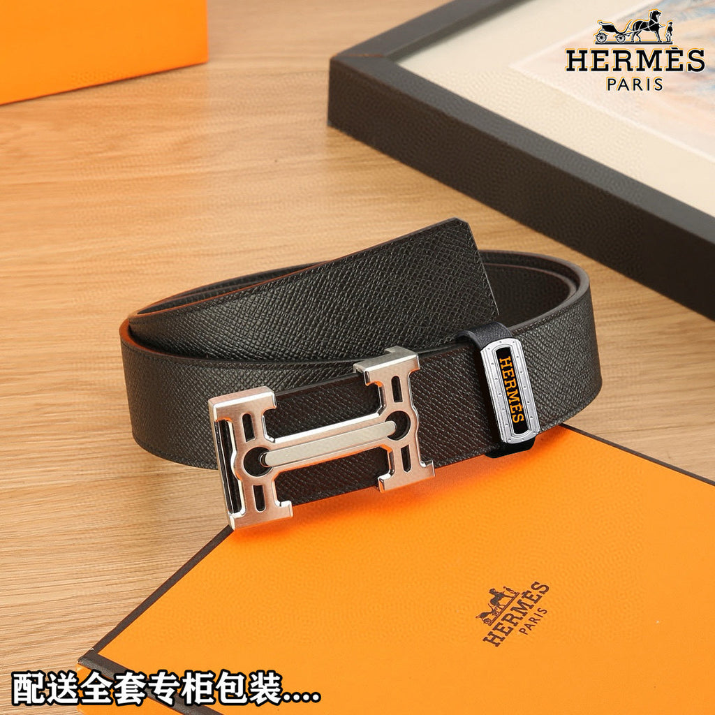 HM Constance Belt 38mm Black Togo Leather 619663