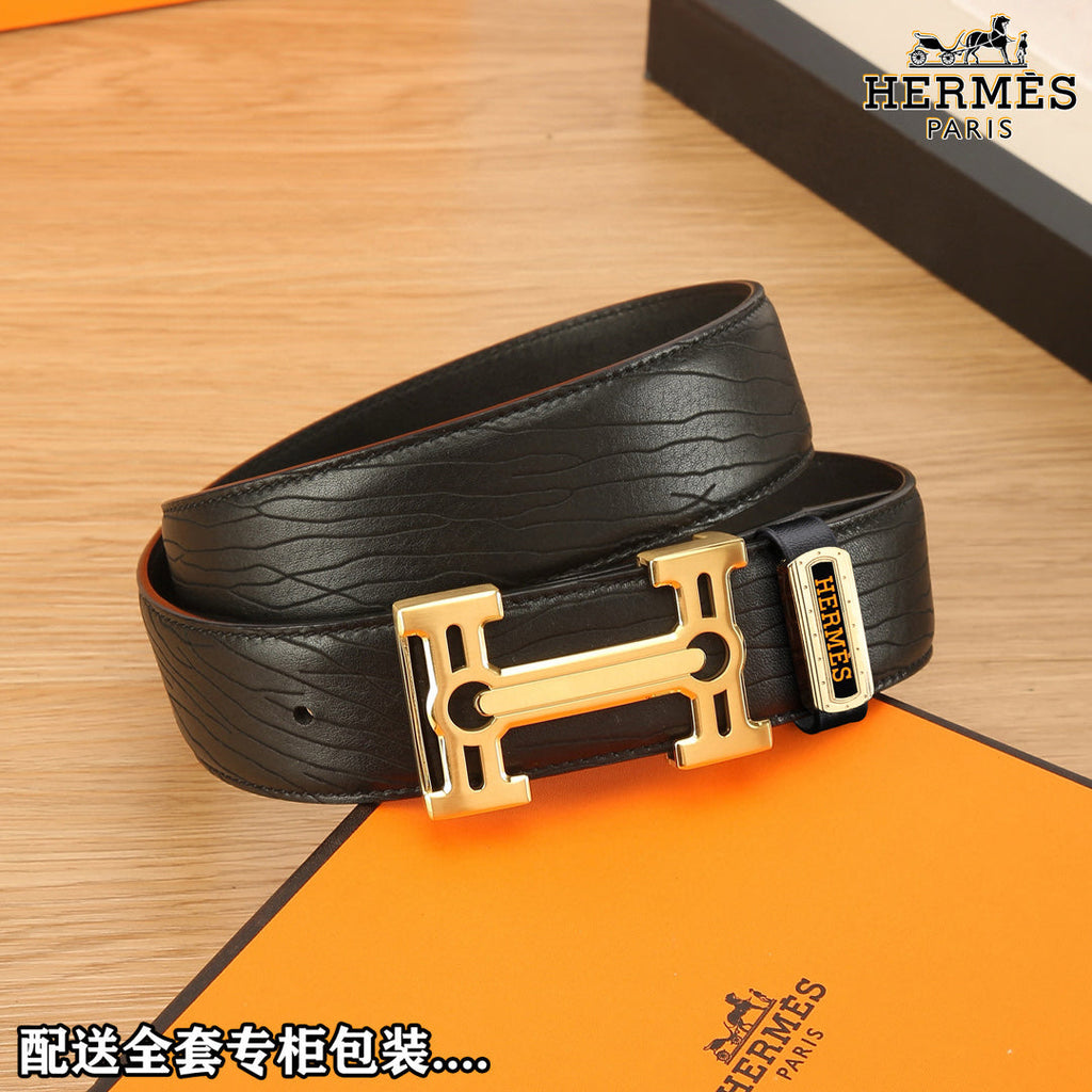 HM Constance Belt 38mm Black Togo Leather 619663