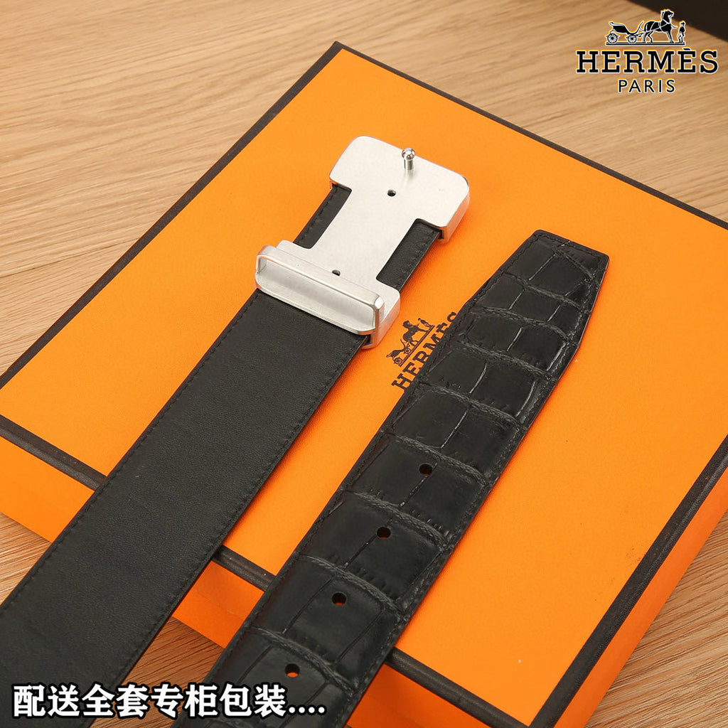 HM Constance Belt 38mm Black Togo Leather 619662